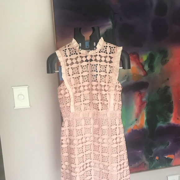 Sandro Paris dress lace cut out pastel peach needs new zipper MSRP $495 … - Picture 10 of 17